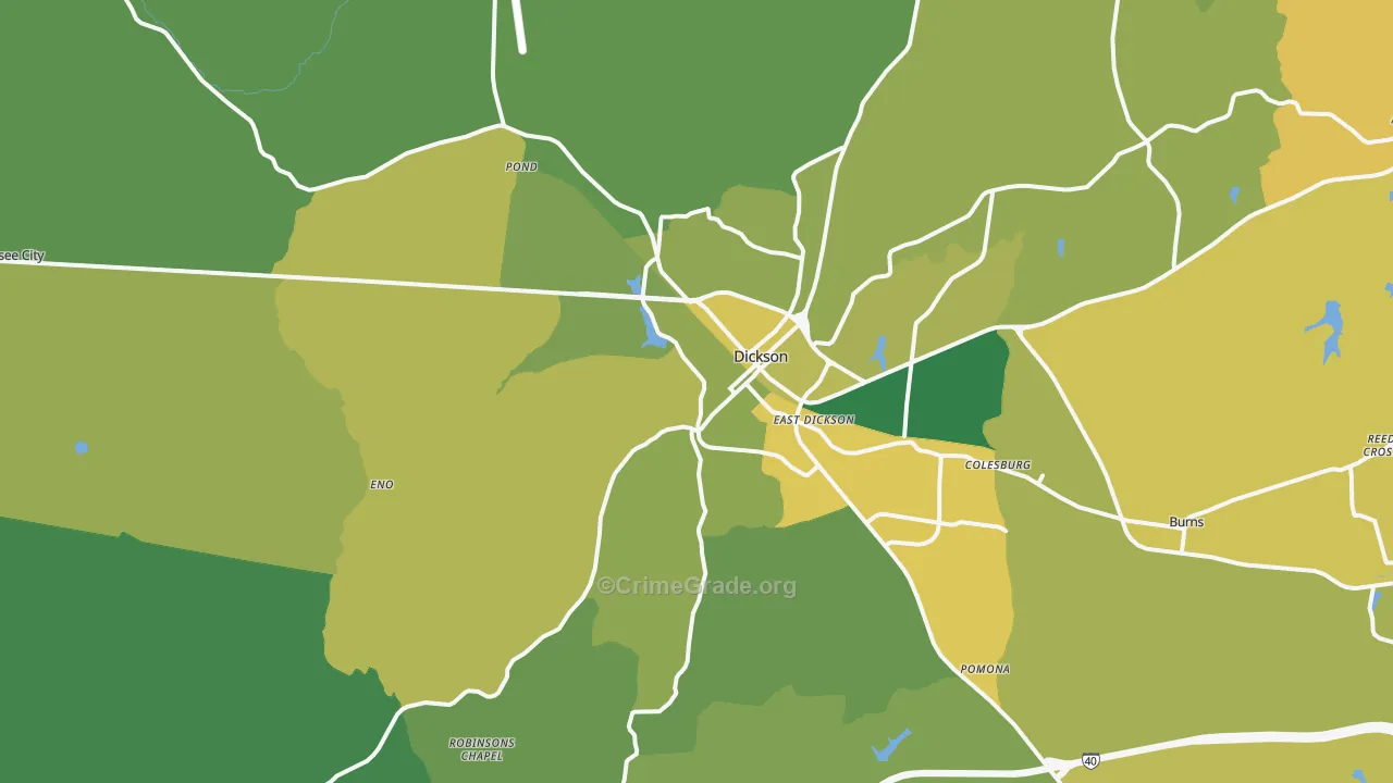 37055, TN Map of Vehicle Theft Rates