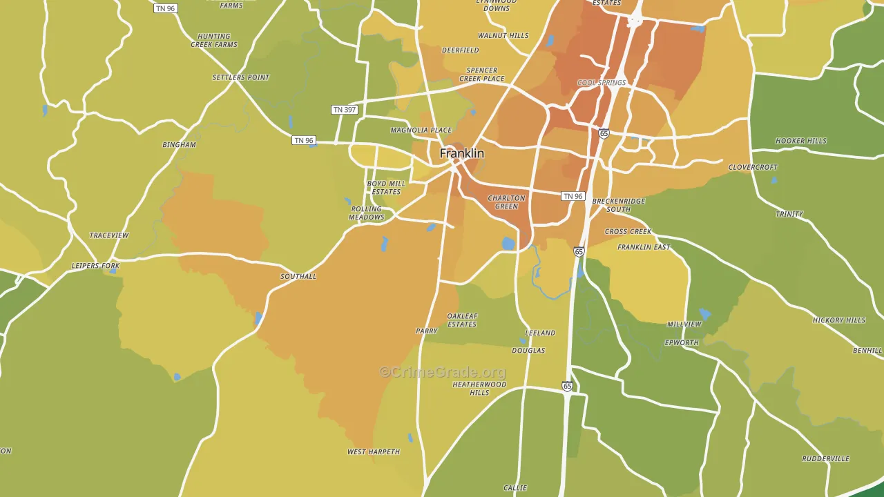 37064, TN Map of Vehicle Theft Rates