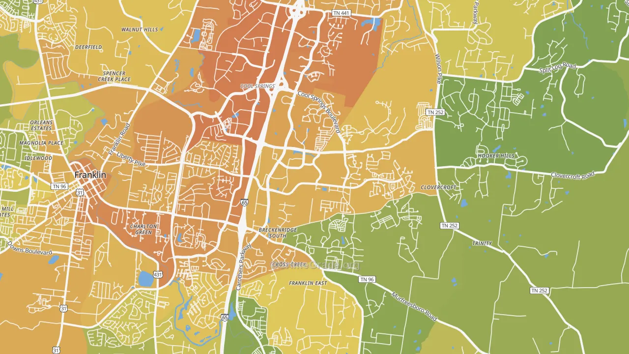 37067, TN Map of Vehicle Theft Rates