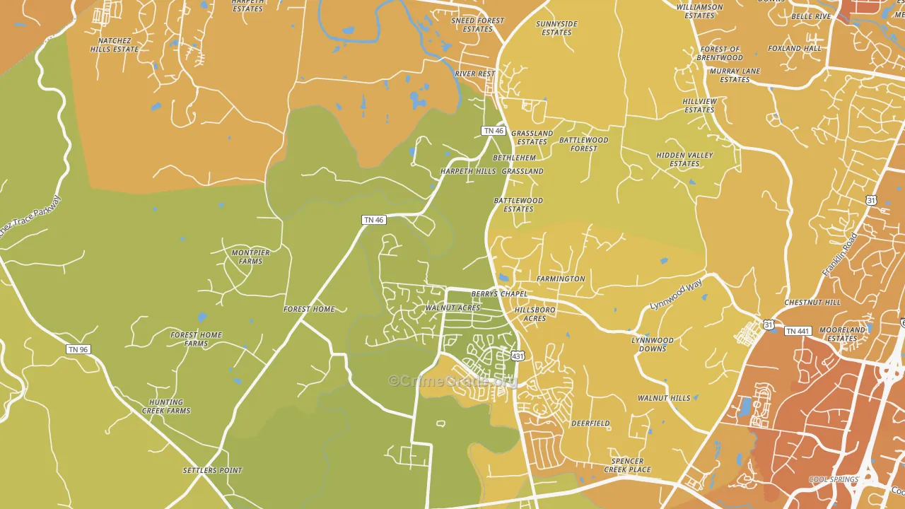 37069, TN Map of Vehicle Theft Rates