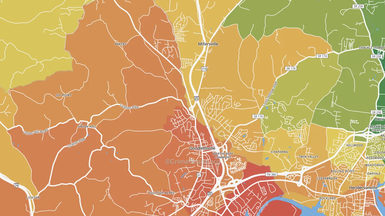 37072, TN Map of Vehicle Theft Rates
