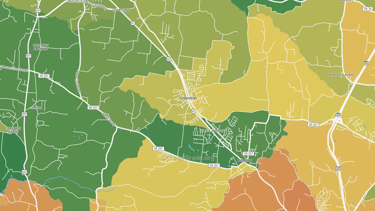 37073, TN Map of Vehicle Theft Rates