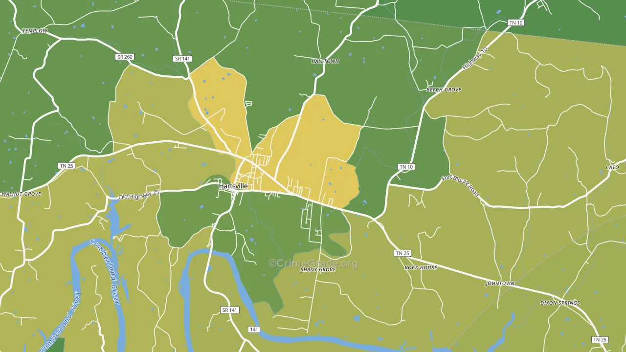 37074, TN Map of Vehicle Theft Rates