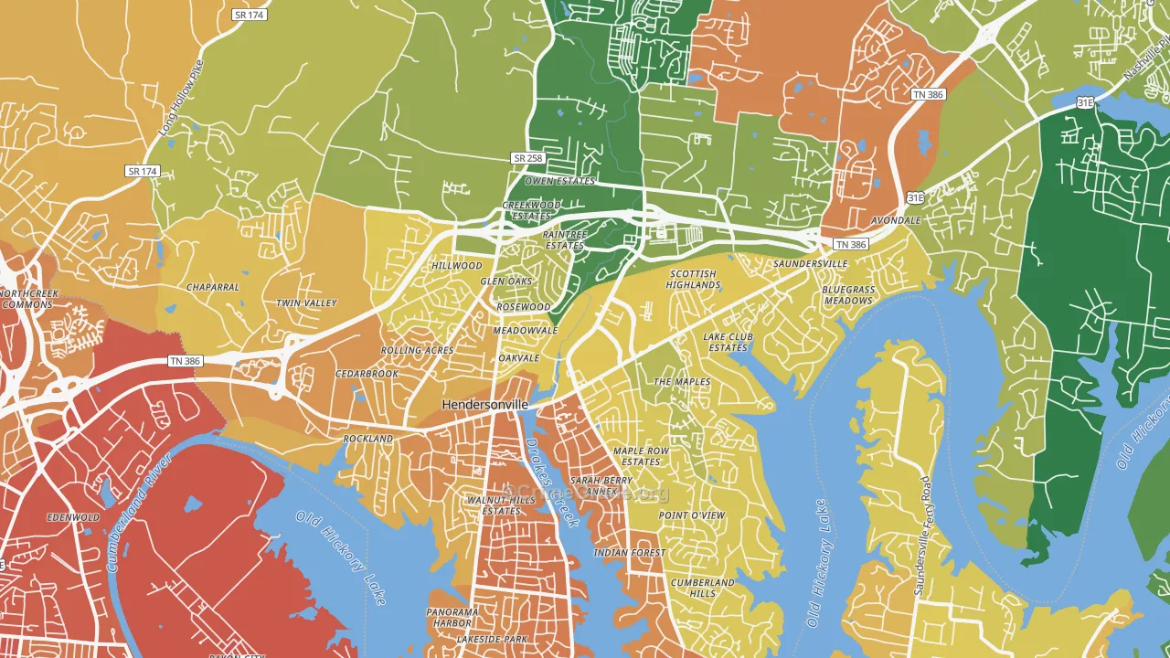 37075, TN Map of Vehicle Theft Rates