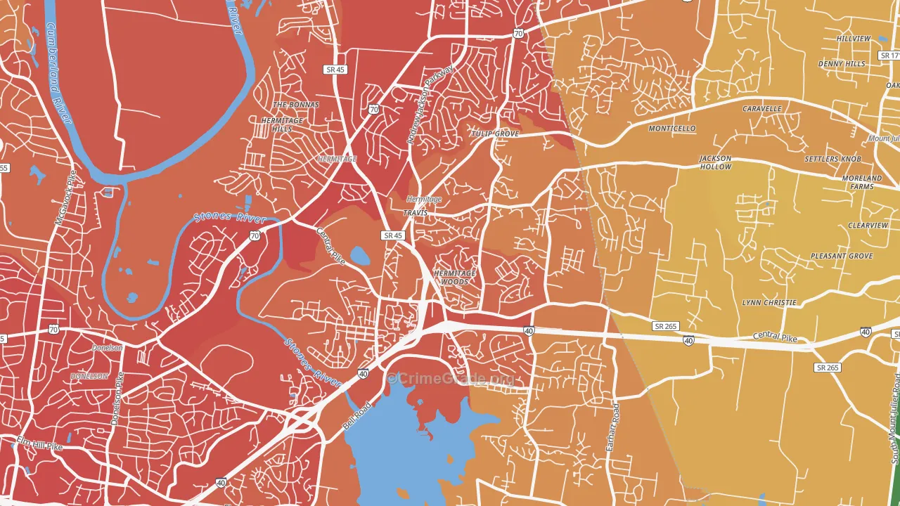 37076, TN Map of Vehicle Theft Rates