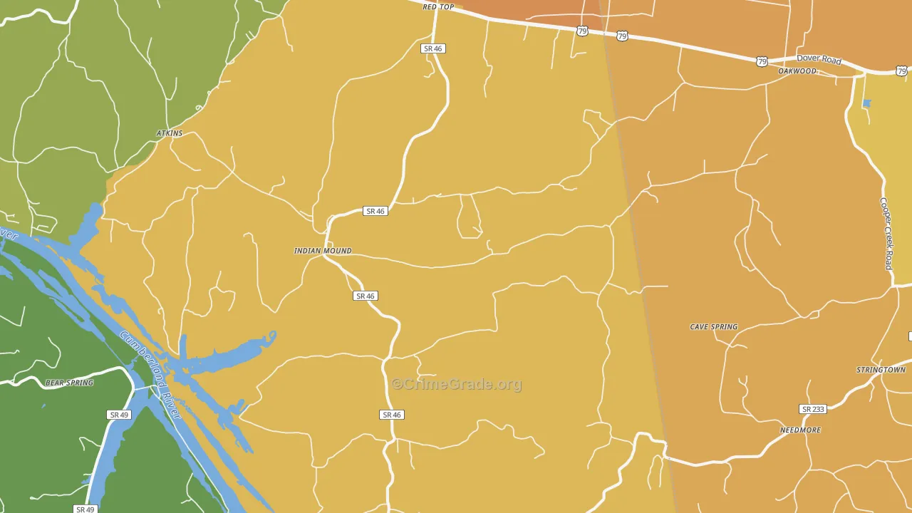 37079, TN Map of Vehicle Theft Rates