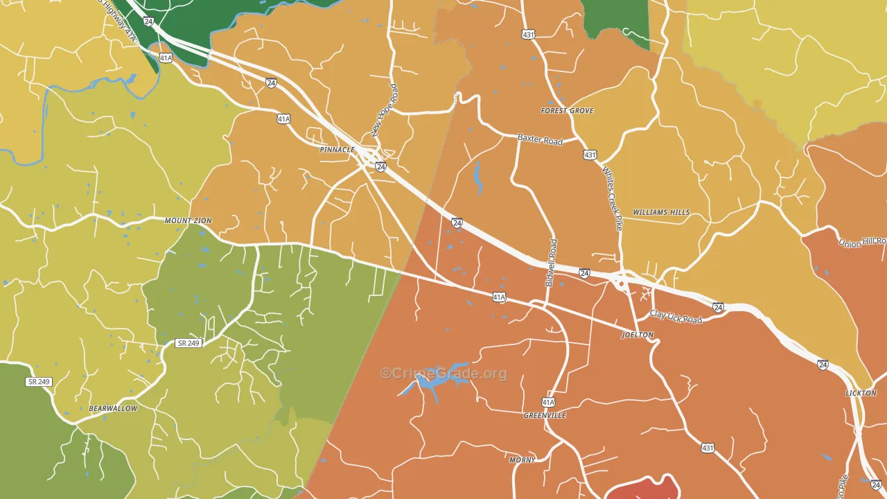 37080, TN Map of Vehicle Theft Rates