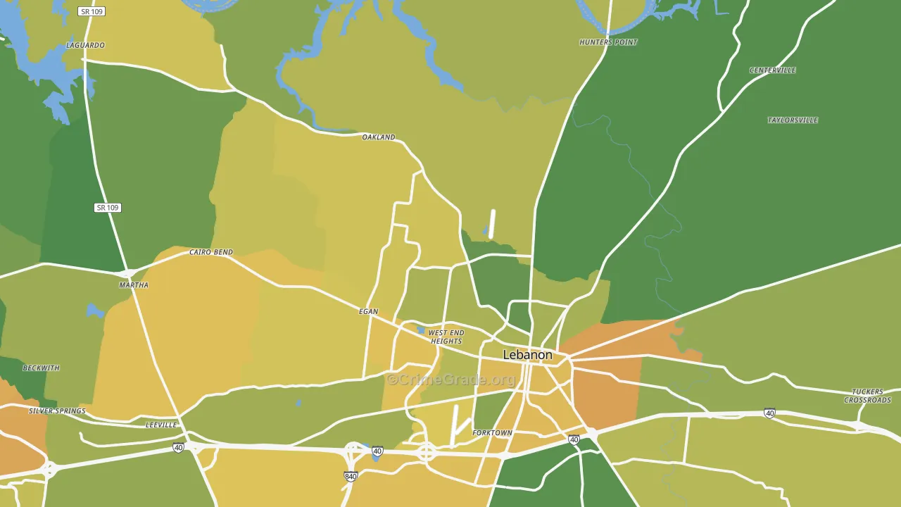37087, TN Map of Vehicle Theft Rates