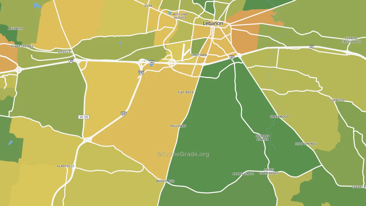 37090, TN Map of Vehicle Theft Rates