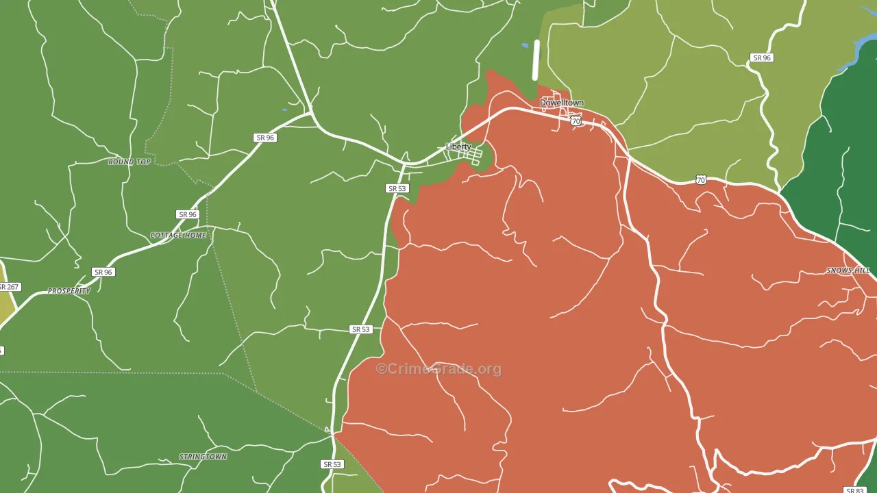 37095, TN Map of Vehicle Theft Rates