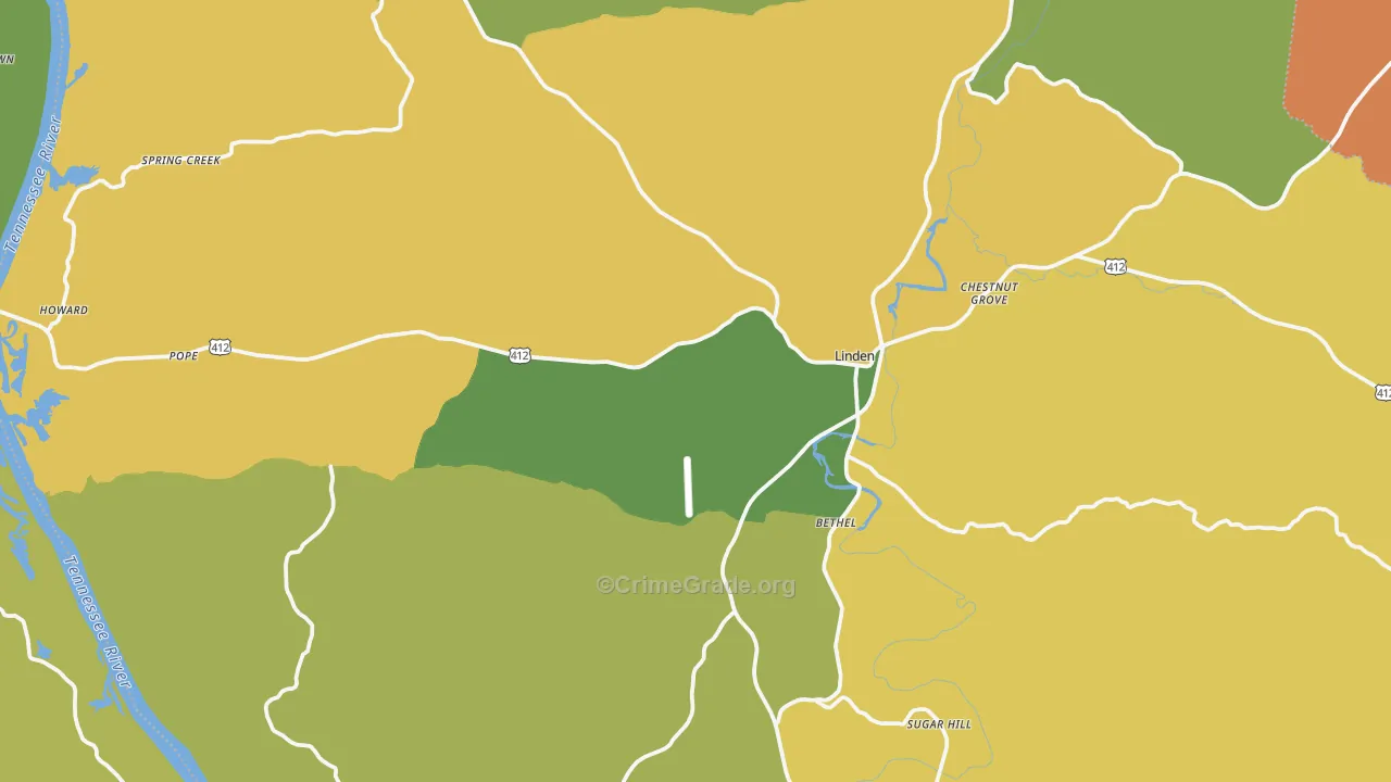 37096, TN Map of Vehicle Theft Rates