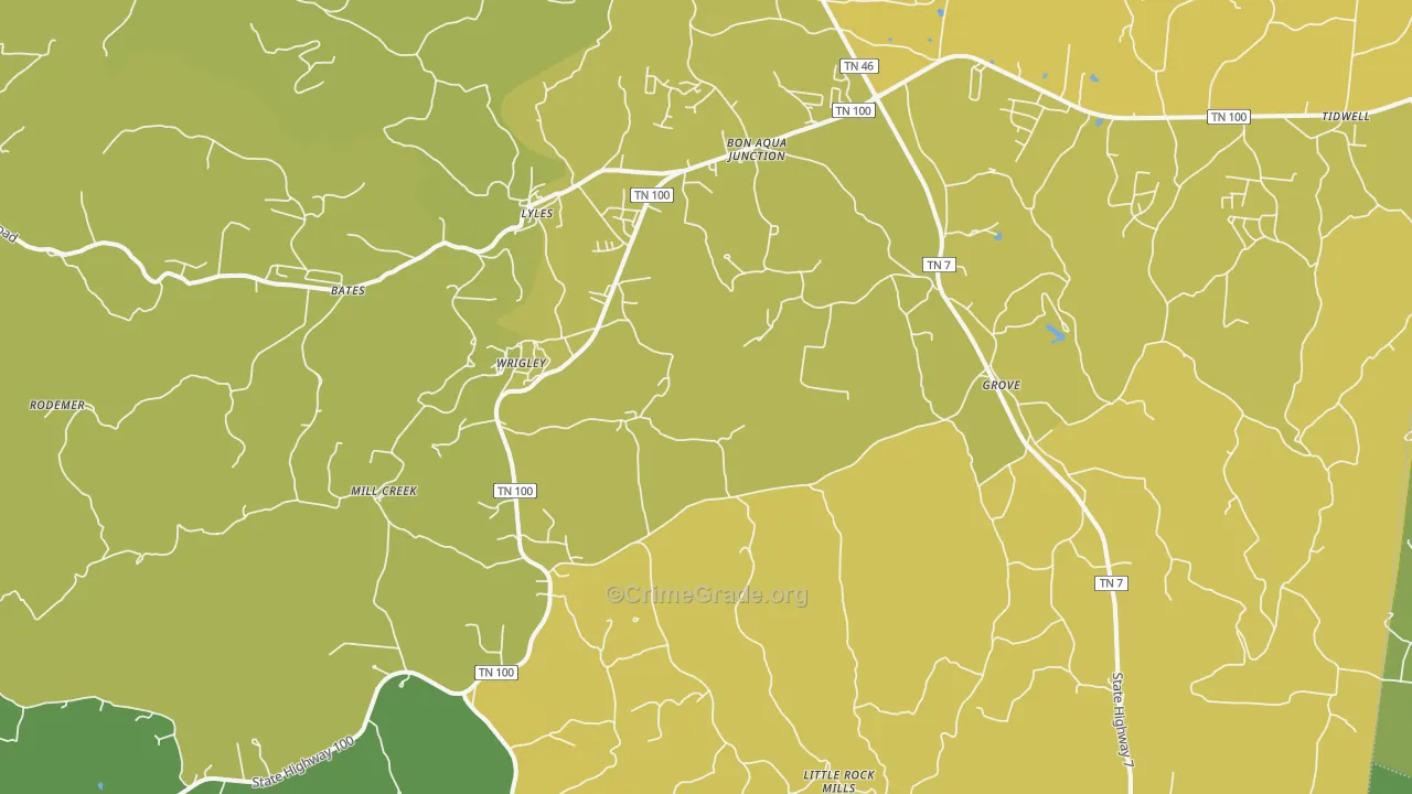 37098, TN Map of Vehicle Theft Rates