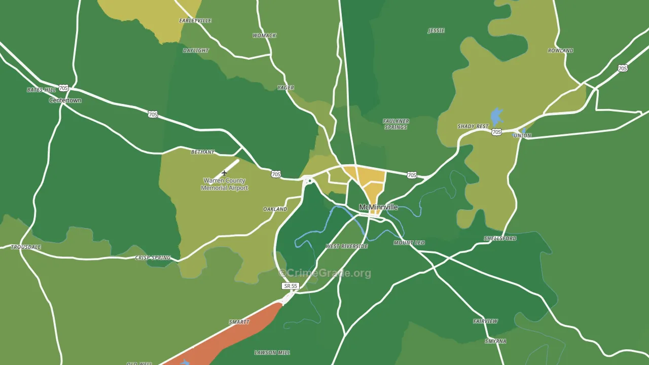 37110, TN Map of Vehicle Theft Rates