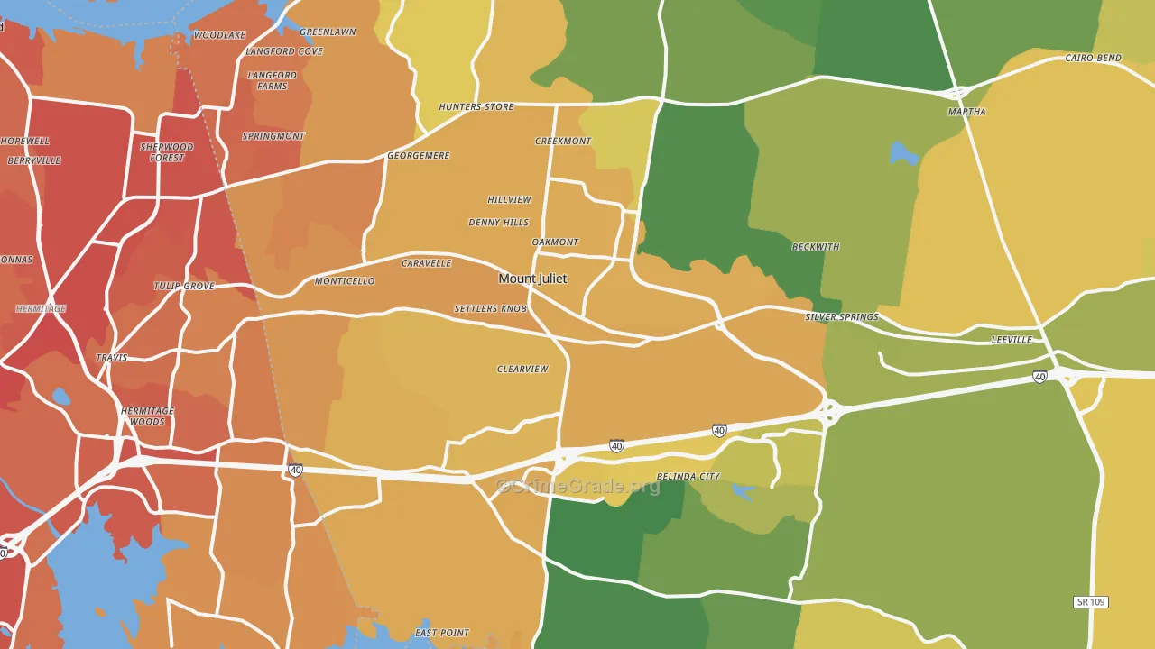 37122, TN Map of Vehicle Theft Rates