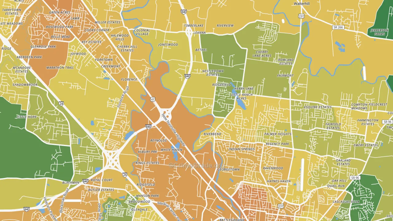 37129, TN Map of Vehicle Theft Rates