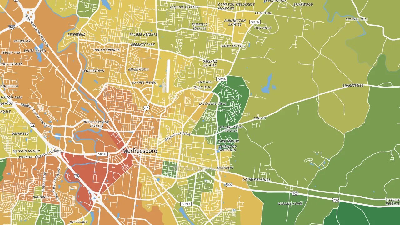 37130, TN Map of Vehicle Theft Rates