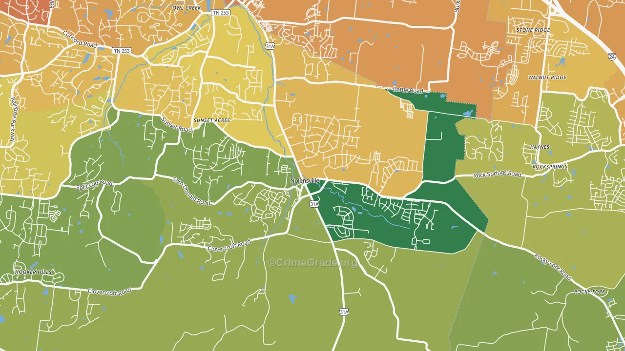 37135, TN Map of Vehicle Theft Rates