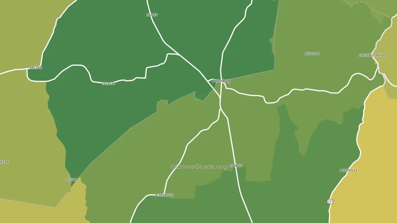 37144, TN Map of Vehicle Theft Rates