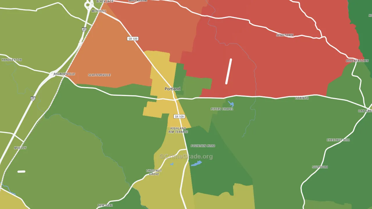 37148, TN Map of Vehicle Theft Rates