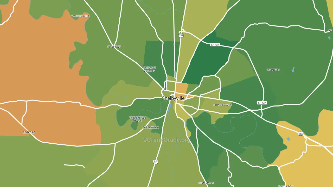 37160, TN Map of Vehicle Theft Rates