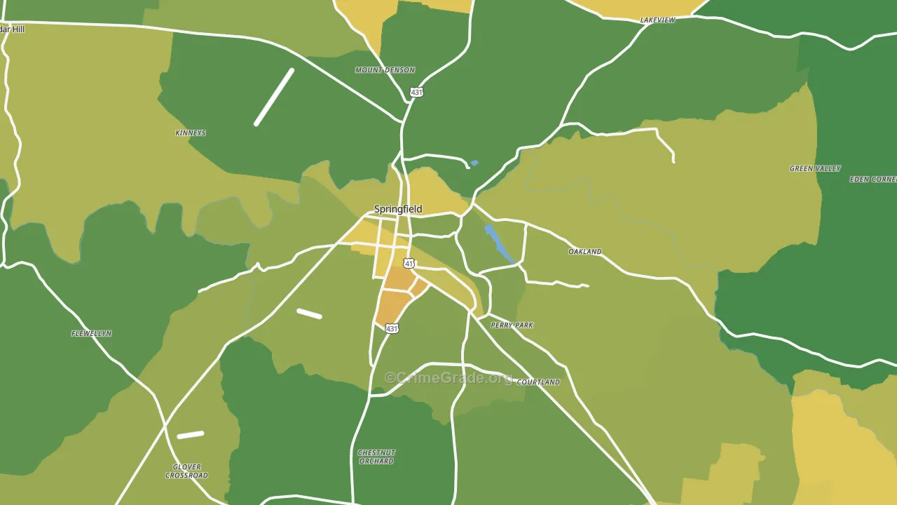37172, TN Map of Vehicle Theft Rates