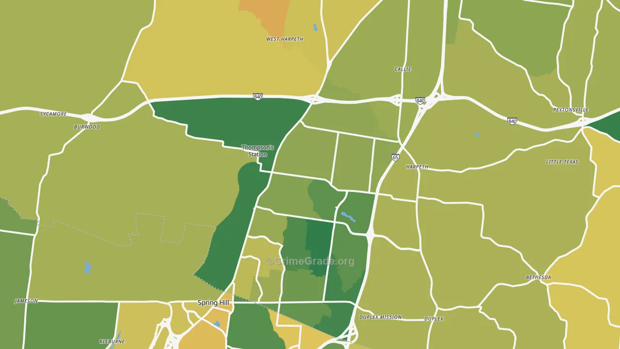 37179, TN Map of Vehicle Theft Rates