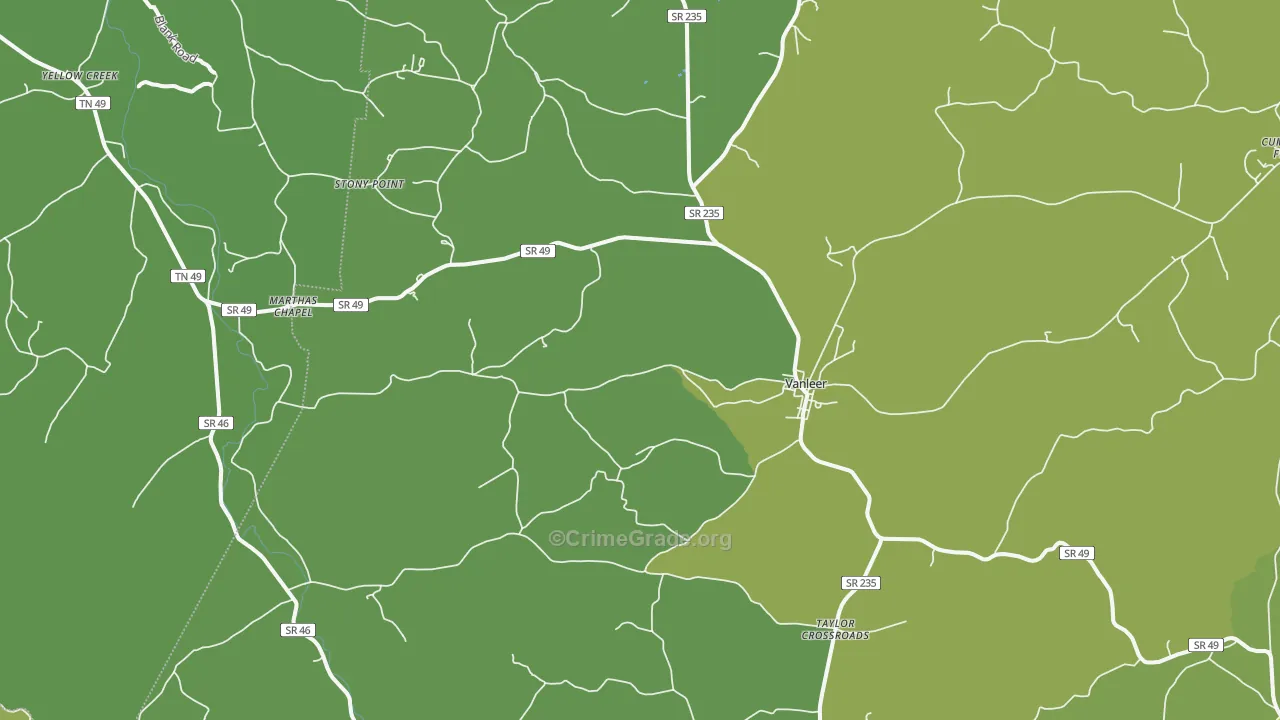 37181, TN Map of Vehicle Theft Rates