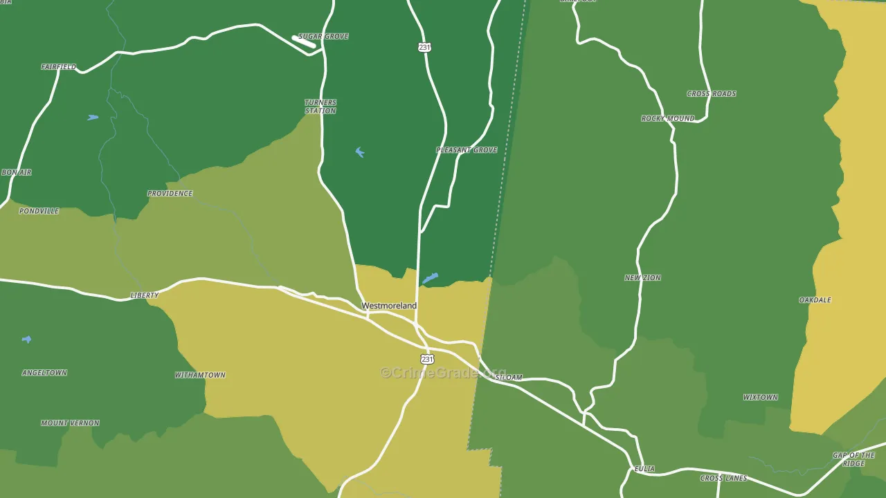 37186, TN Map of Vehicle Theft Rates