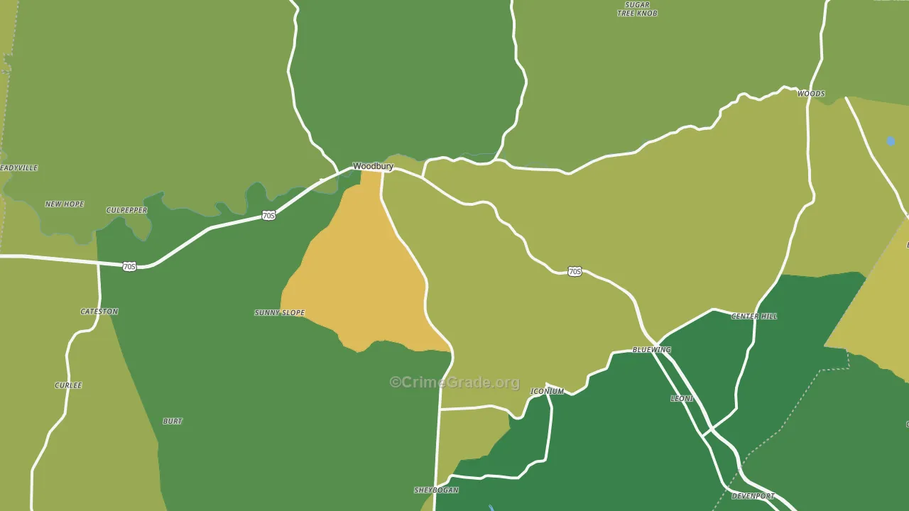 37190, TN Map of Vehicle Theft Rates