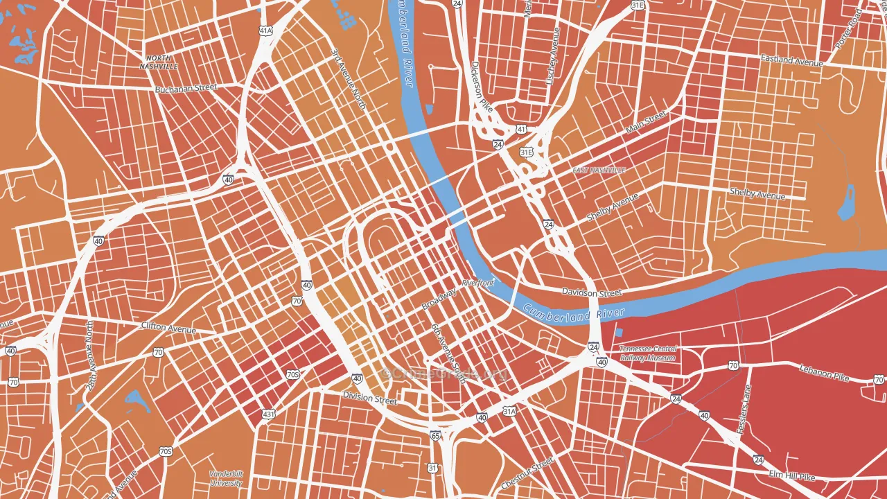 37201, TN Map of Vehicle Theft Rates