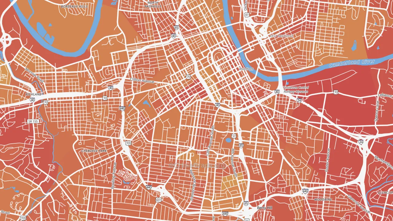37203, TN Map of Vehicle Theft Rates