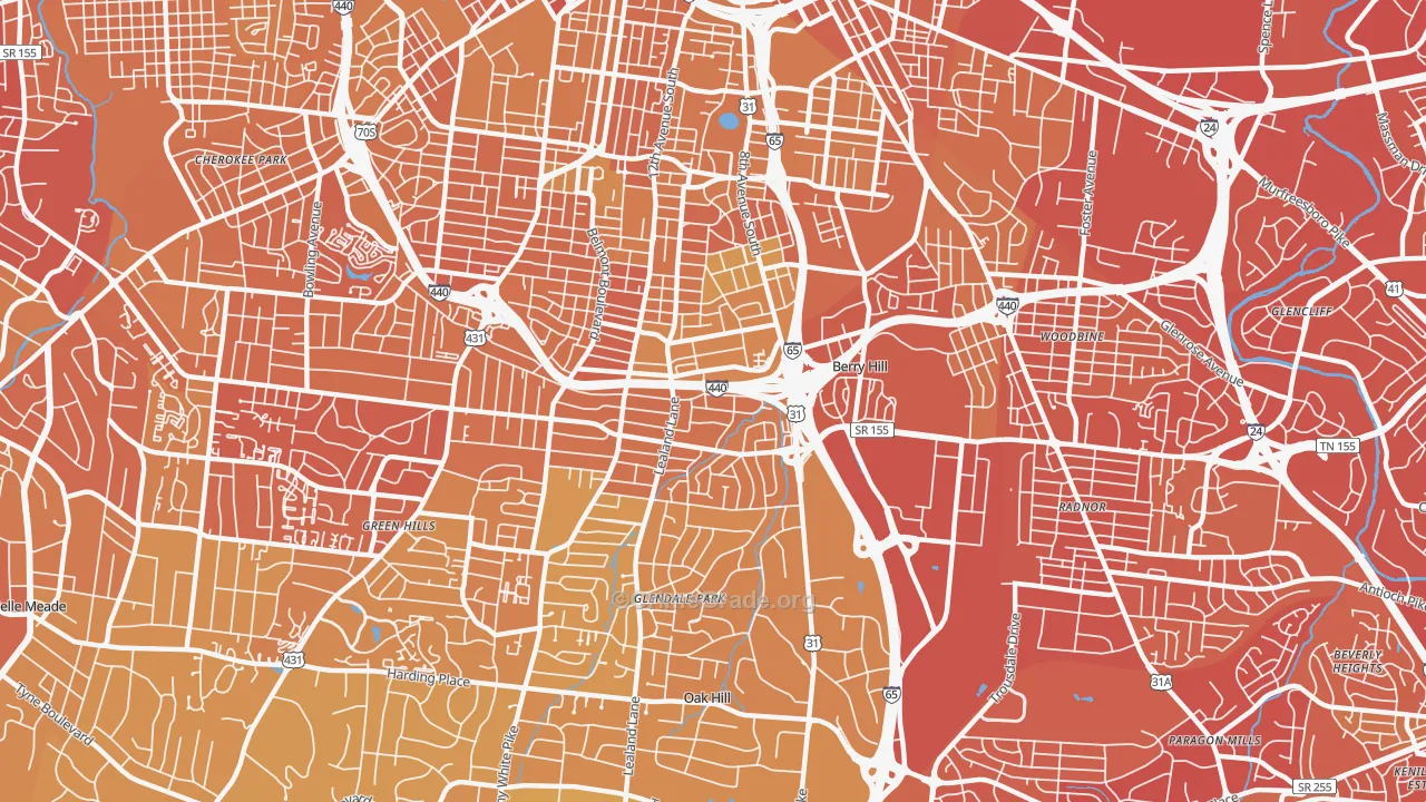 37204, TN Map of Vehicle Theft Rates