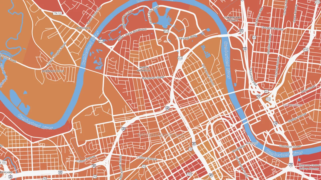 37208, TN Map of Vehicle Theft Rates