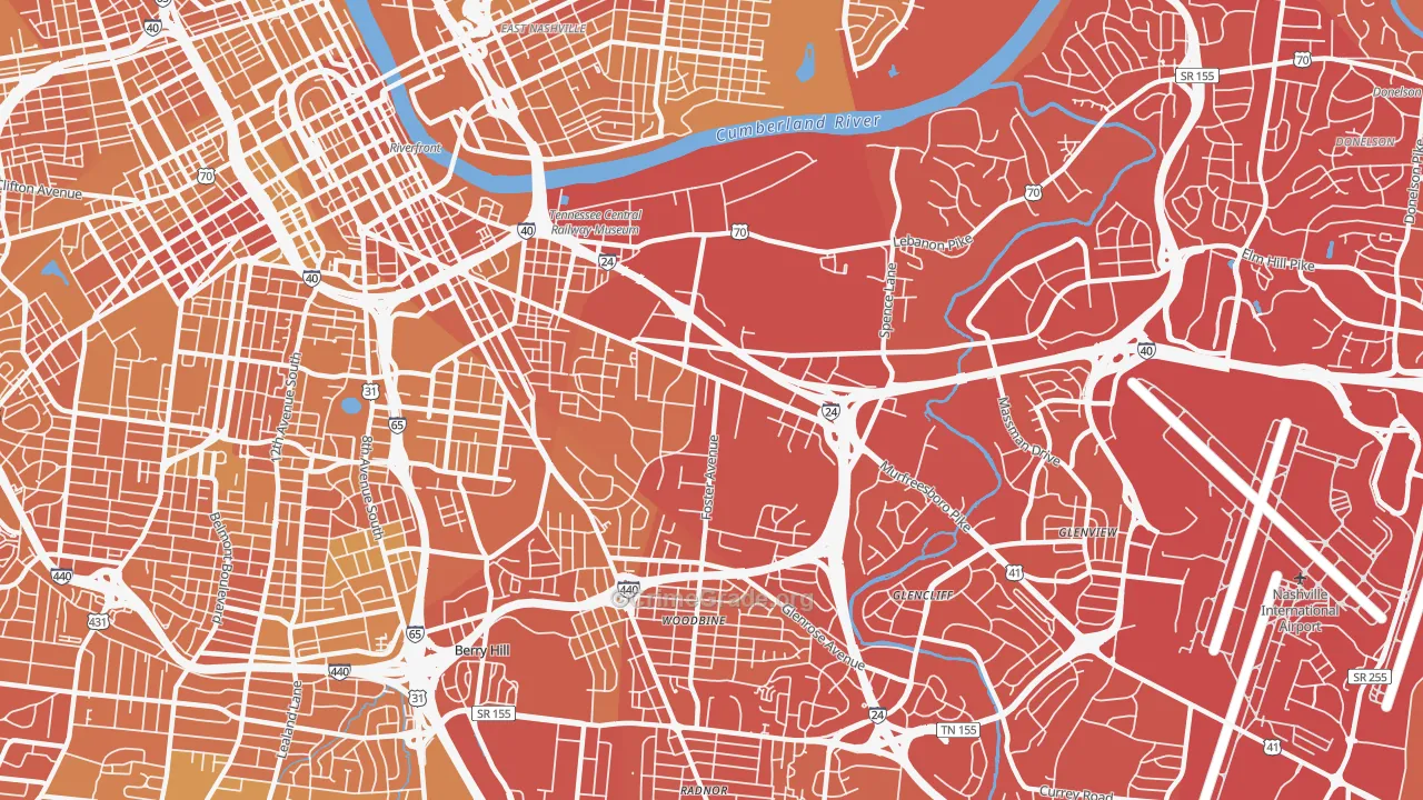 37210, TN Map of Vehicle Theft Rates
