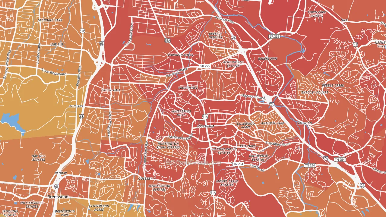 37211, TN Map of Vehicle Theft Rates