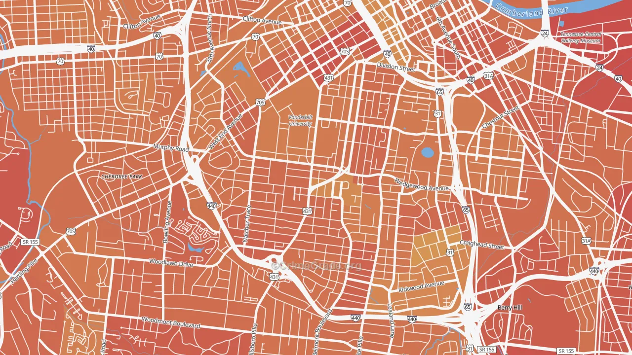 37212, TN Map of Vehicle Theft Rates
