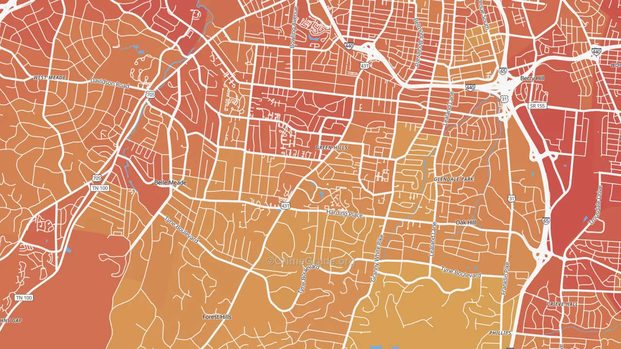 37215, TN Map of Vehicle Theft Rates
