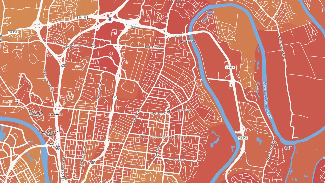 37216, TN Map of Vehicle Theft Rates