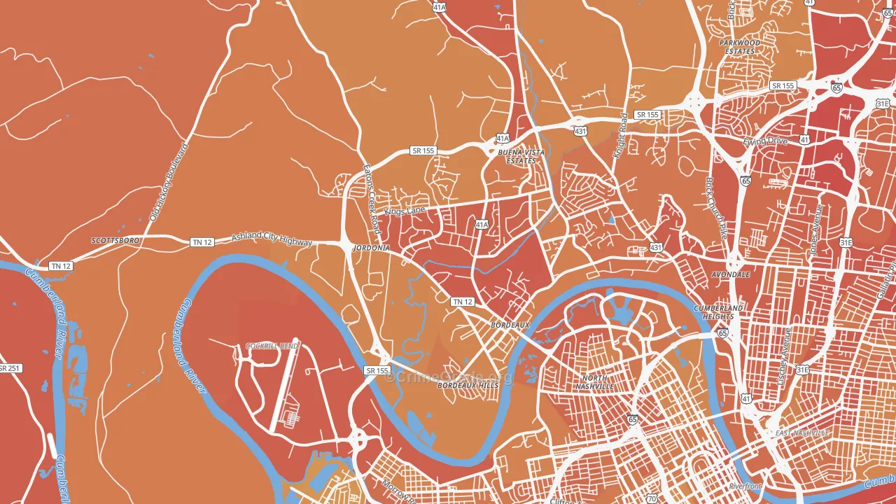 37218, TN Map of Vehicle Theft Rates