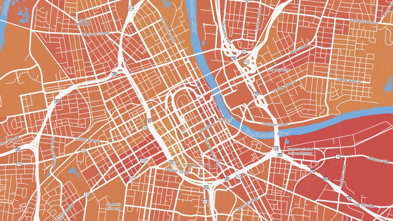 37219, TN Map of Vehicle Theft Rates
