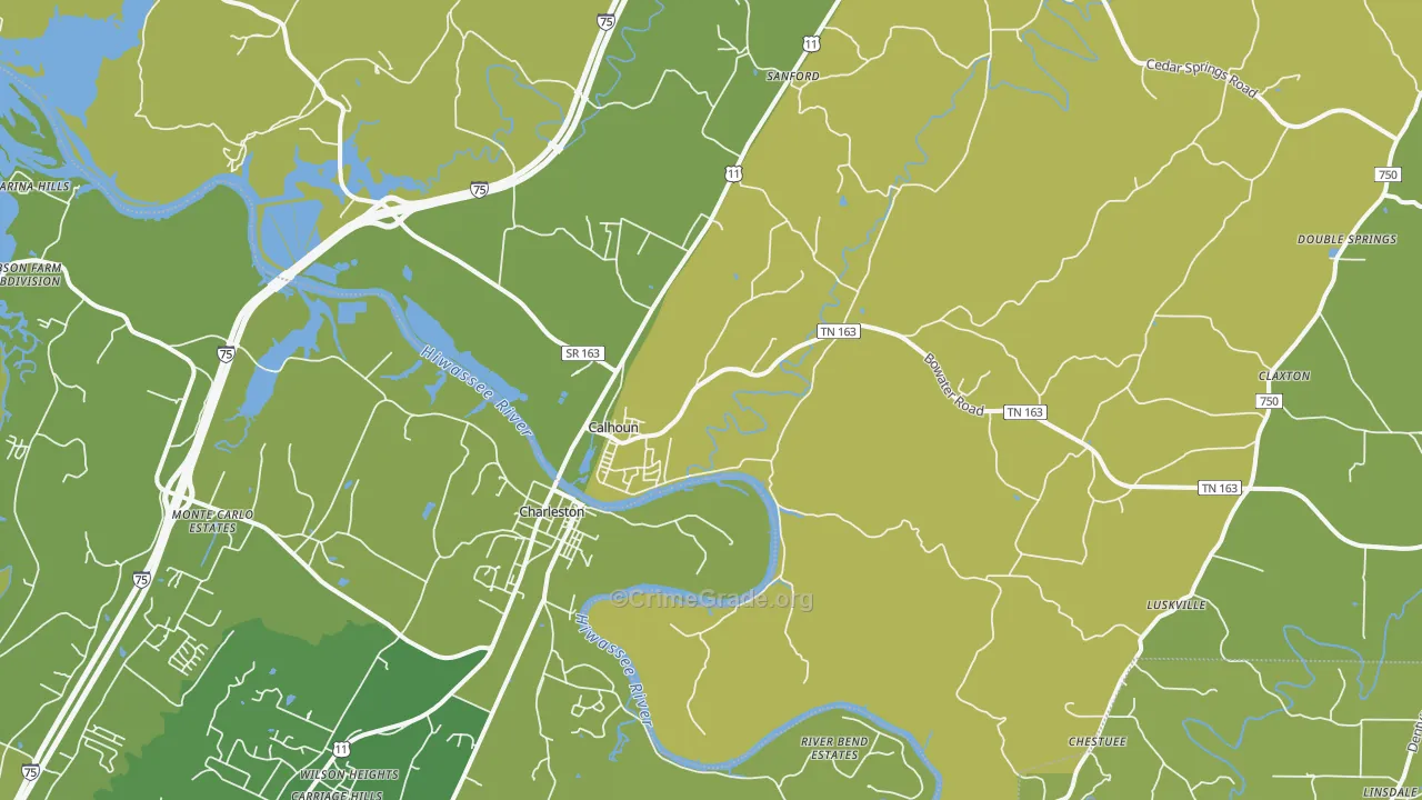 37309, TN Map of Vehicle Theft Rates