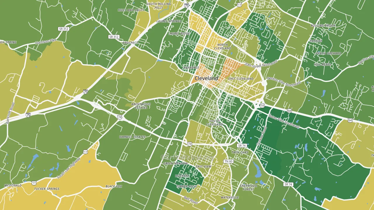 37311, TN Map of Vehicle Theft Rates