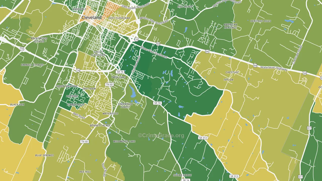 37323, TN Map of Vehicle Theft Rates