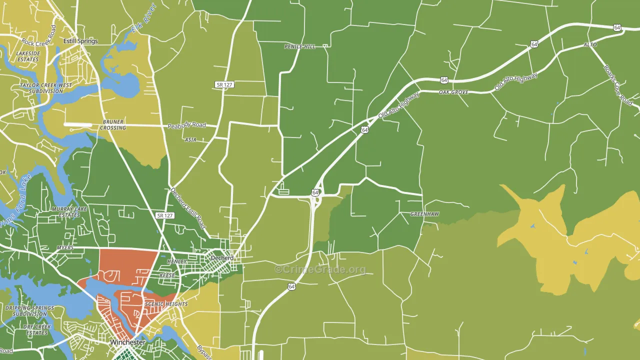 37324, TN Map of Vehicle Theft Rates