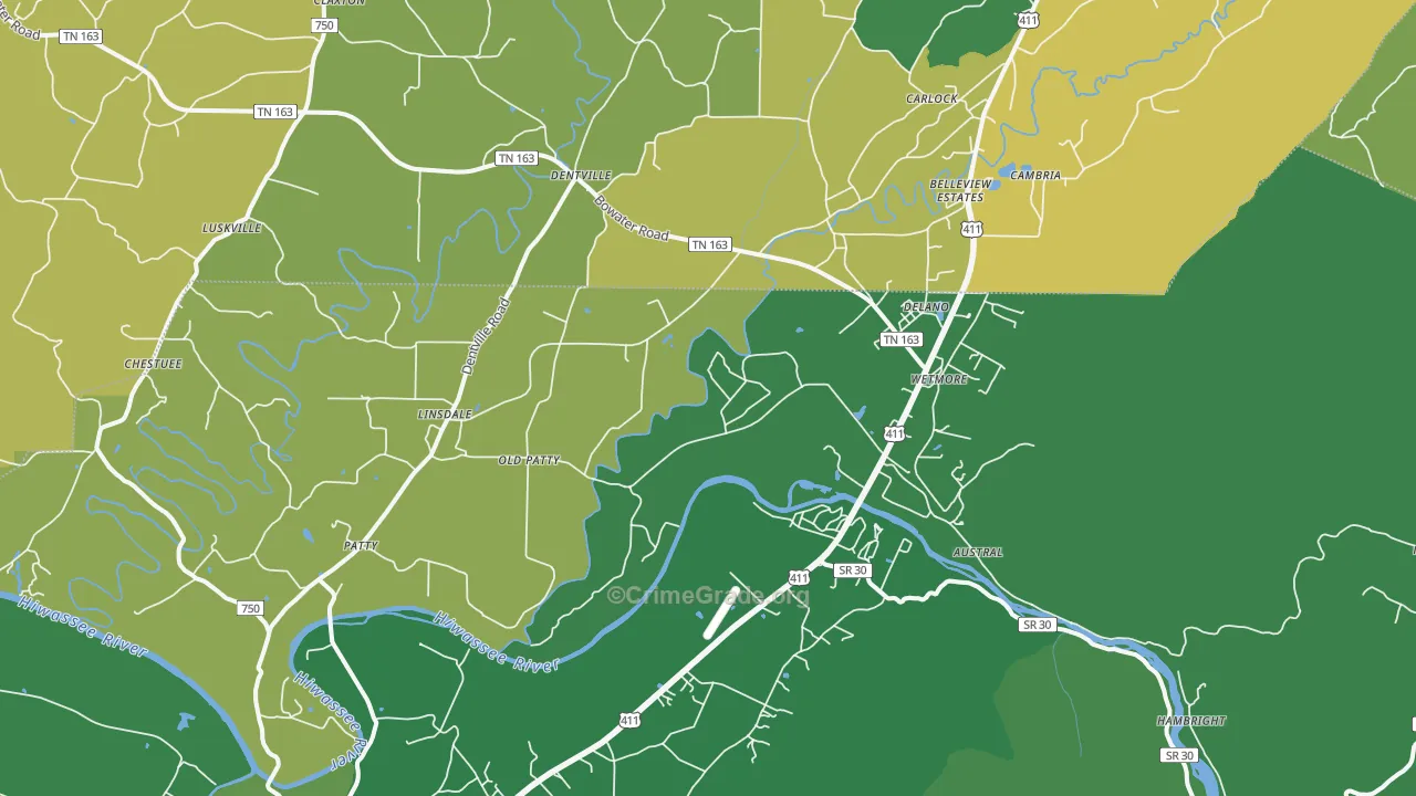37325, TN Map of Vehicle Theft Rates
