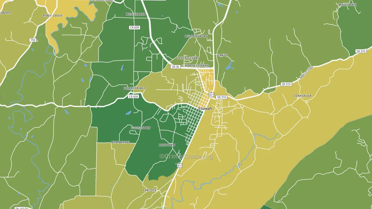 37331, TN Map of Vehicle Theft Rates