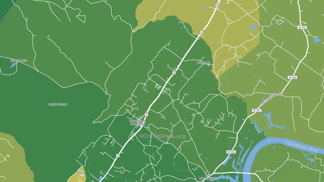 37332, TN Map of Vehicle Theft Rates