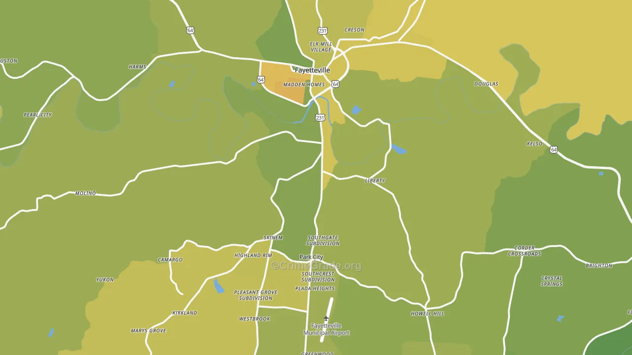 37334, TN Map of Vehicle Theft Rates