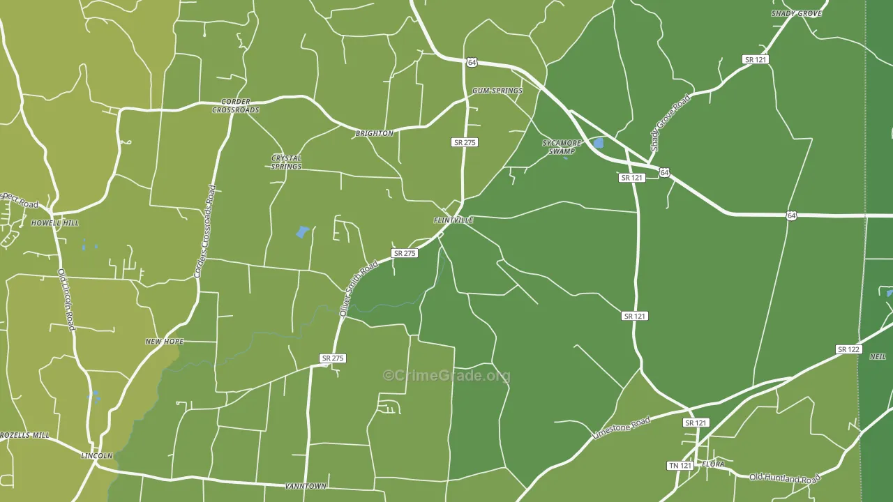 37335, TN Map of Vehicle Theft Rates