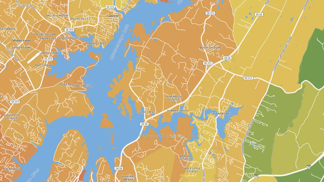 37341, TN Map of Vehicle Theft Rates